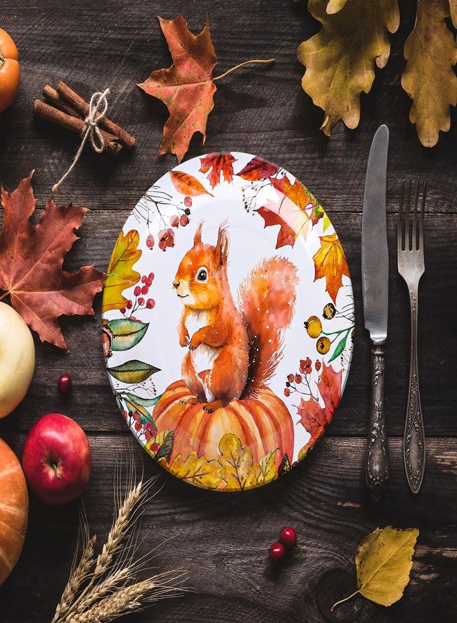 Whaline 40Pcs Thanksgiving Fall Paper Plates 9 Inch Disposable Plates Orange Pumpkin Squirrel Autumn Harvest Plates for Thanksgiving Fall Party Holiday Dinner Tableware Supplies Decoration - Image 4