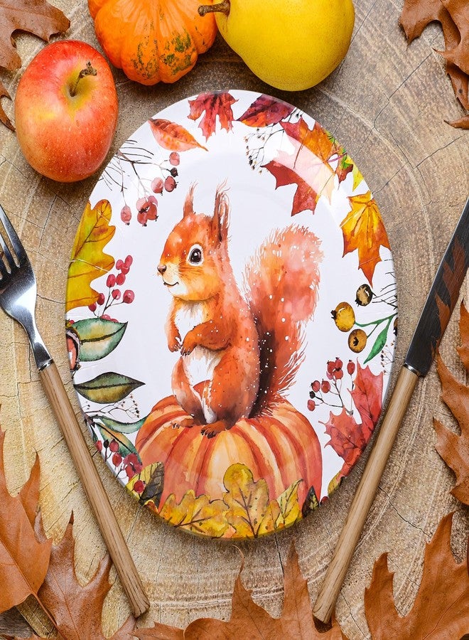 Whaline 40Pcs Thanksgiving Fall Paper Plates 9 Inch Disposable Plates Orange Pumpkin Squirrel Autumn Harvest Plates for Thanksgiving Fall Party Holiday Dinner Tableware Supplies Decoration - Image 5