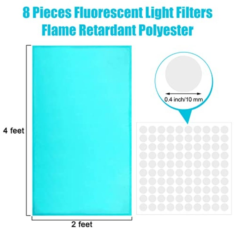 8 Pack Calming Fluorescent Light Covers Filters for Ceiling Lights Classroom Office Hospital Home Decor 4 x 2 Feet, Blue, with Round Double Sided Tape - Image 2