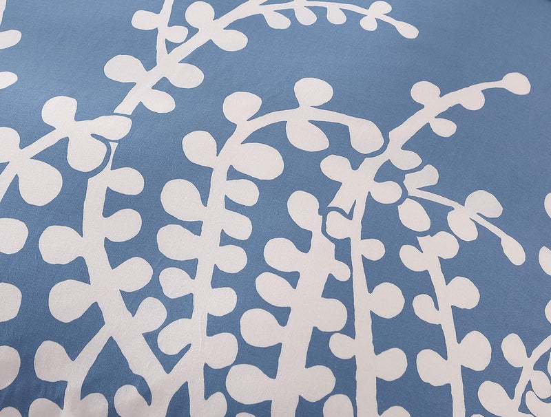 City Scene - King Duvet Cover Set, Cotton Bedding with Matching Shams, Softens with Each Wash (Branches Blue, King) - Image 4