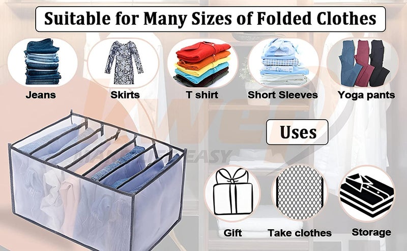MBW Wardrobe Organizer For Clothes 7 Grids Storage Organizer Multipurpose Organiser For Wardrobe Large Capacity Organizer Storage Box For Clothes Organizer For Wardrobe Cloth Organizer Pack of 1 - Image 4