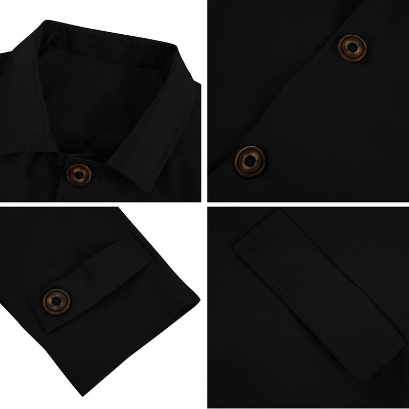 Coutgo Mens Trench Coat Slim Fit Single Breasted Casual Long Jacket Lightweight Lapel Fall Windbreaker Overcoat - Image 5