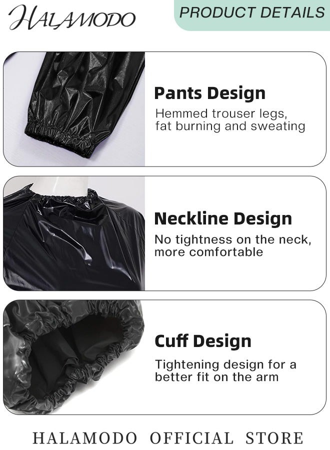 HALAMODO 2PCS Sauna Suit with Sauna Jacket & Pants Weight Loss Exercise Slimming Gym Fitness Workout Sweat Suit for Women and Men - Image 4