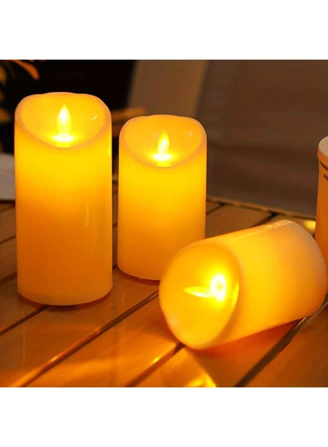 Yalla Pick 3 Pack Flameless LED Candles, Real Wax Battery Operated Pillar Candles, 7.5cm Diameter Wave Edge Candles for Home Wedding Party Decoration - Image 5