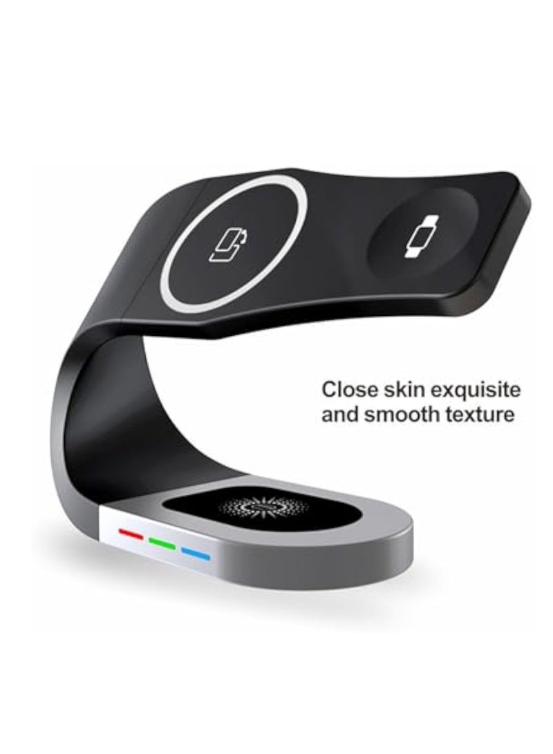 KASTWAVE 3 in1 Magnetic Wireless Charger for Apple, Wireless Charger iPhone Charging Station, 3 in 1 Charger Stand Multiple Devices, Fast Charging, Enhanced Safety Compatible with iPhone, Apple Watch - Image 4
