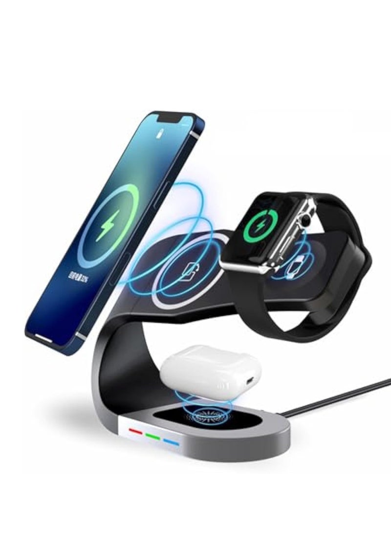 KASTWAVE 3 in1 Magnetic Wireless Charger for Apple, Wireless Charger iPhone Charging Station, 3 in 1 Charger Stand Multiple Devices, Fast Charging, Enhanced Safety Compatible with iPhone, Apple Watch - Image 1