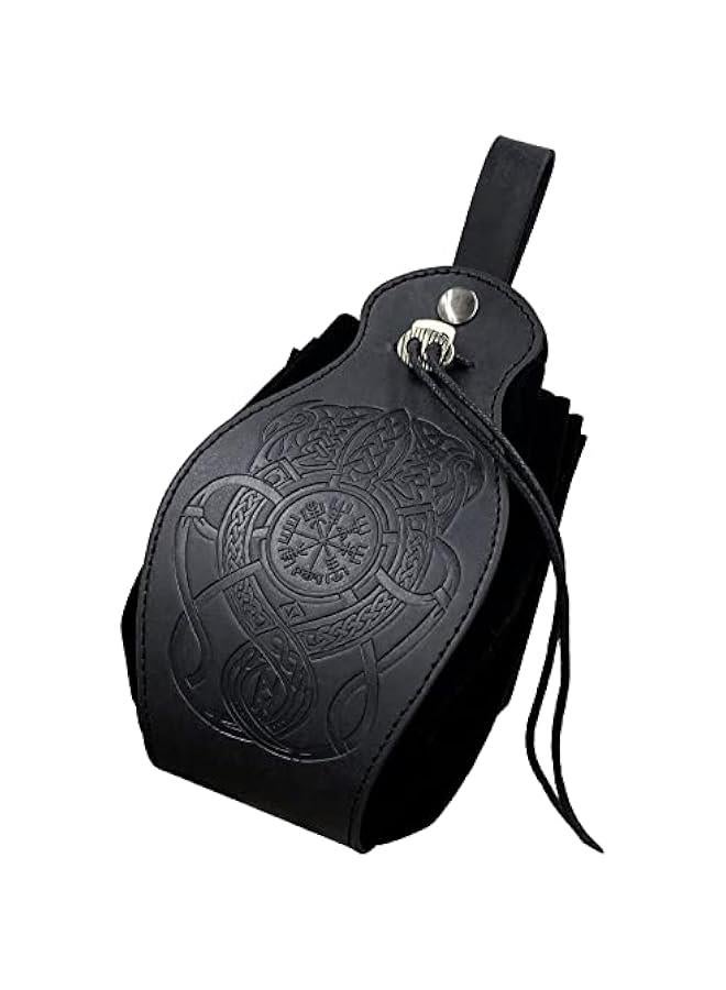 Medieval Faux Leather Pouch, Portable Drawstring Purse, Vintage Belt Pouch Dice Bag For LARP Ren Faire  - Image 1