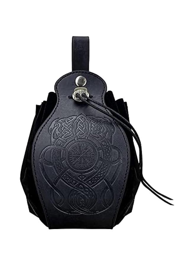 Medieval Faux Leather Pouch, Portable Drawstring Purse, Vintage Belt Pouch Dice Bag For LARP Ren Faire  - Image 2