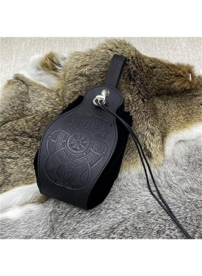 Medieval Faux Leather Pouch, Portable Drawstring Purse, Vintage Belt Pouch Dice Bag For LARP Ren Faire  - Image 4