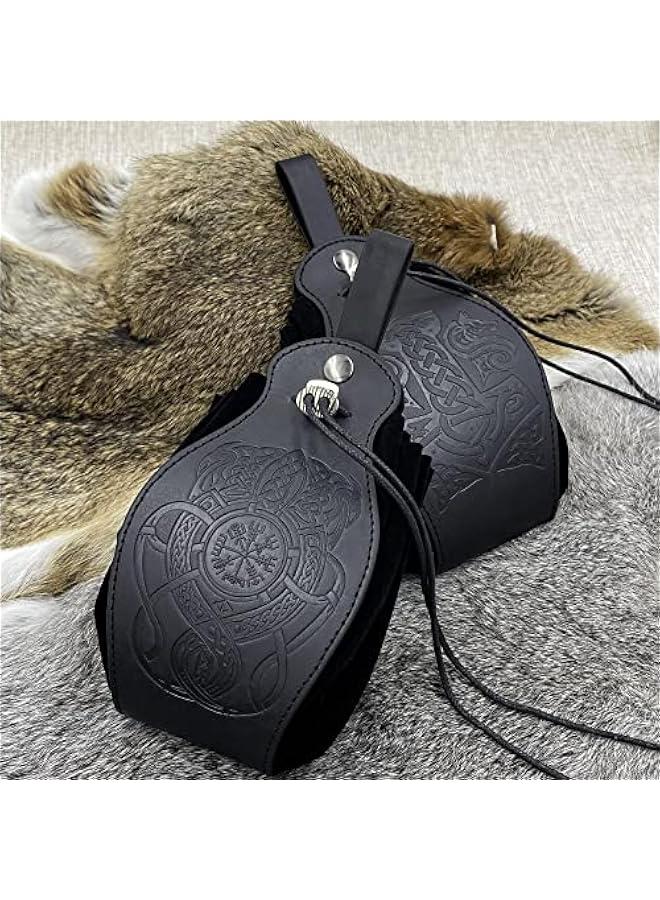 Medieval Faux Leather Pouch, Portable Drawstring Purse, Vintage Belt Pouch Dice Bag For LARP Ren Faire  - Image 5