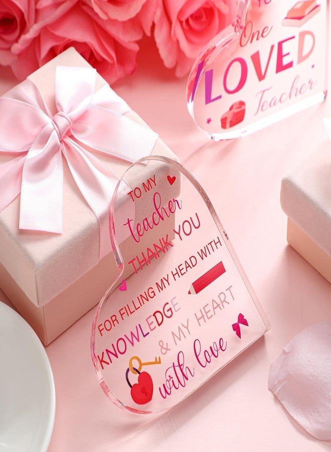 Yookeer 6 Pcs Valentine's Day Teacher Appreciation Gifts, Acrylic Heart Shape Plaque Teachers Gifts Bulk for Teacher Valentine's Day Birthday Presents, 3.9 X3.9 Inch - Image 4