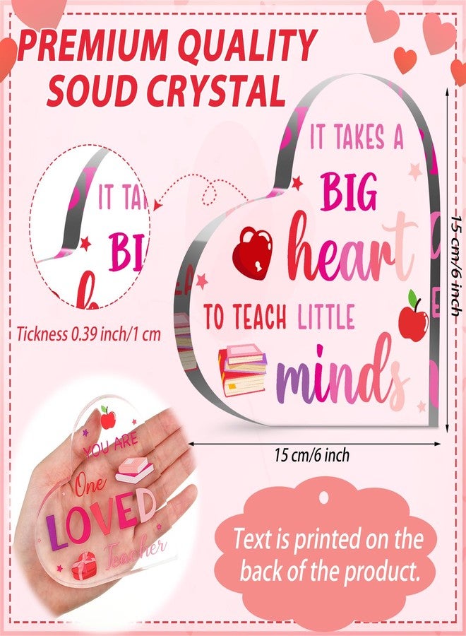 Yookeer 6 Pcs Valentine's Day Teacher Appreciation Gifts, Acrylic Heart Shape Plaque Teachers Gifts Bulk for Teacher Valentine's Day Birthday Presents, 3.9 X3.9 Inch - Image 2