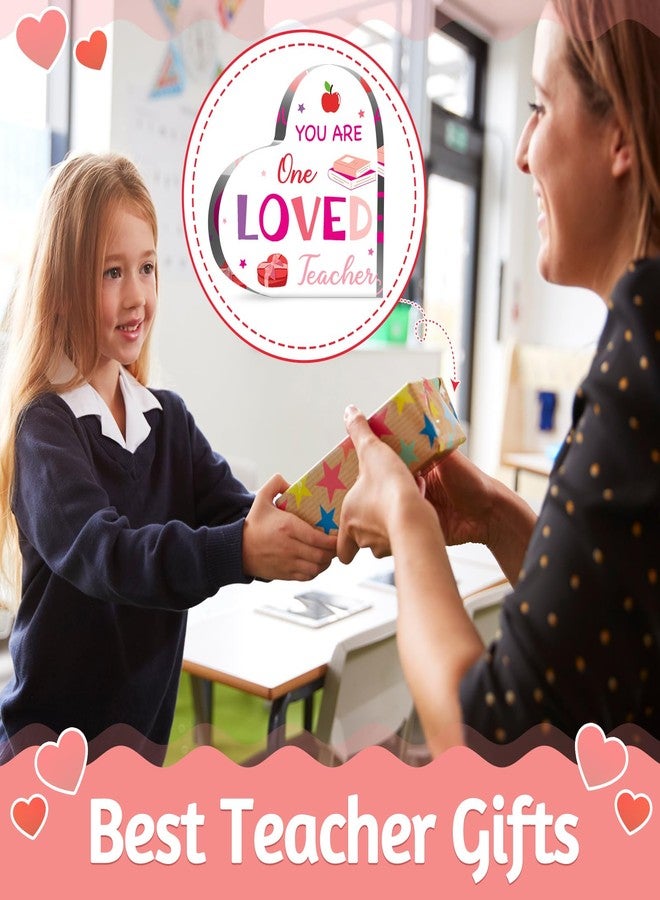 Yookeer 6 Pcs Valentine's Day Teacher Appreciation Gifts, Acrylic Heart Shape Plaque Teachers Gifts Bulk for Teacher Valentine's Day Birthday Presents, 3.9 X3.9 Inch - Image 5