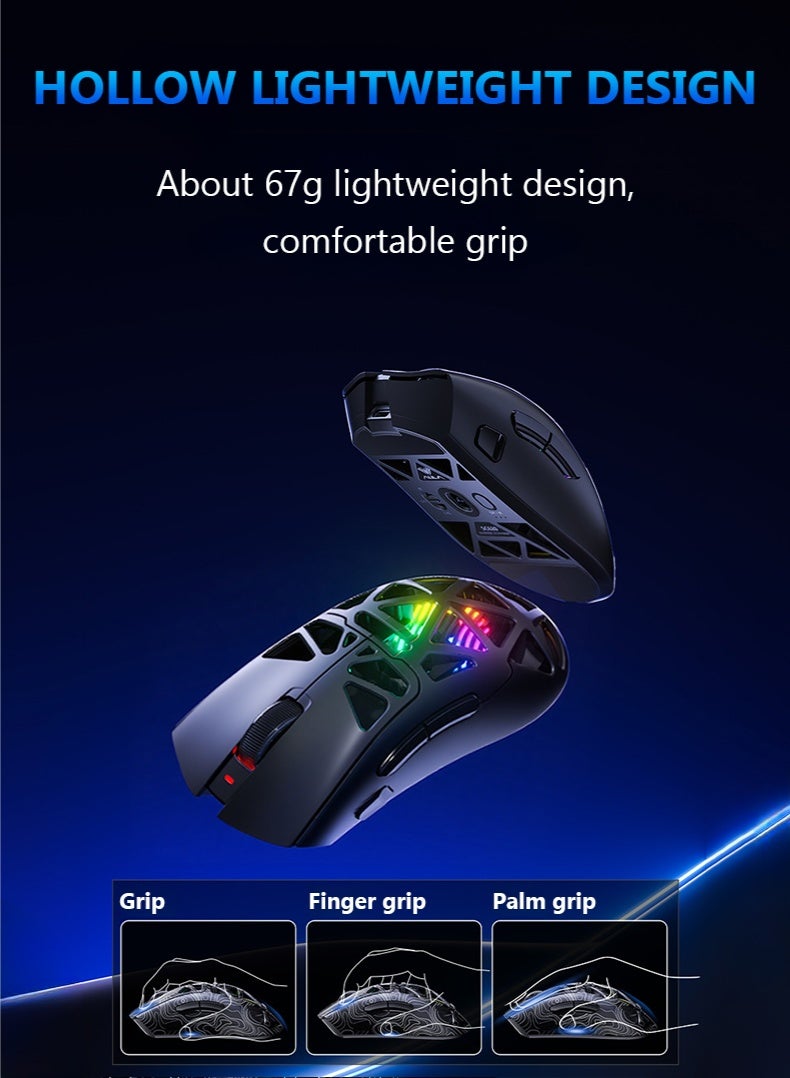 AULA AULA SC620 Bluetooth Wireless E-sports Mouse Tri-Mode Hollowing RGB Mouse Ergonomics Lightweight Mice PC Gamer Accessories​ Gift - Image 4