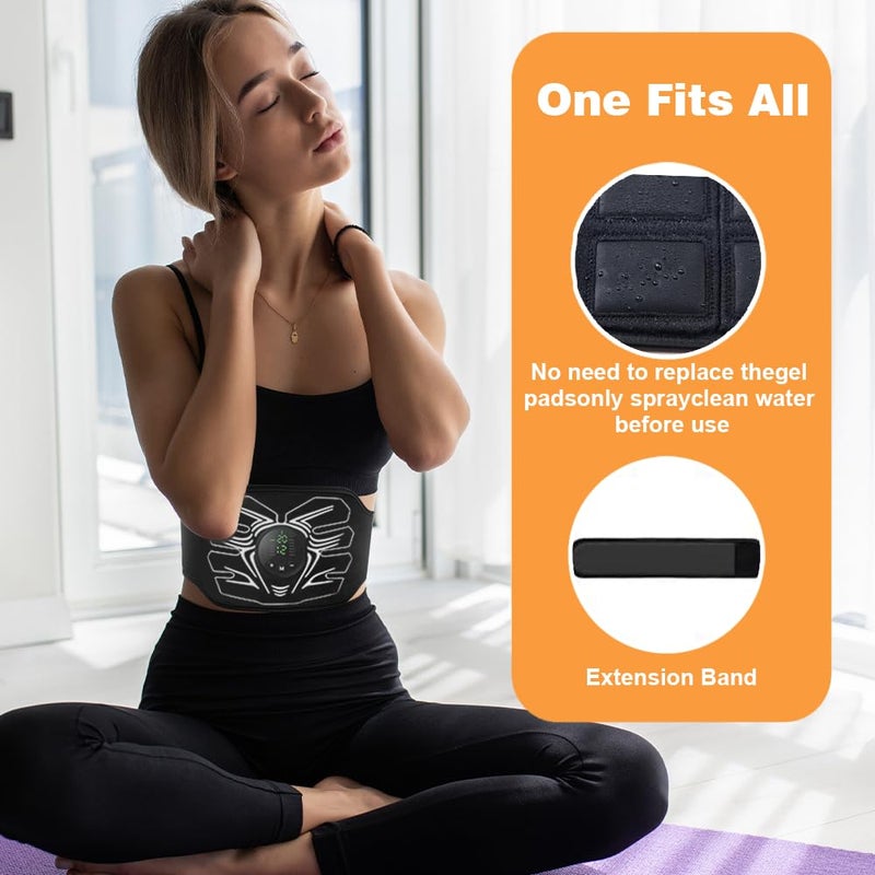 HOERCAAL Abs Stimulator, Portable EMS Abdominal Muscle Toner for Home and Office Fitness, Strength Training - Black - Image 5