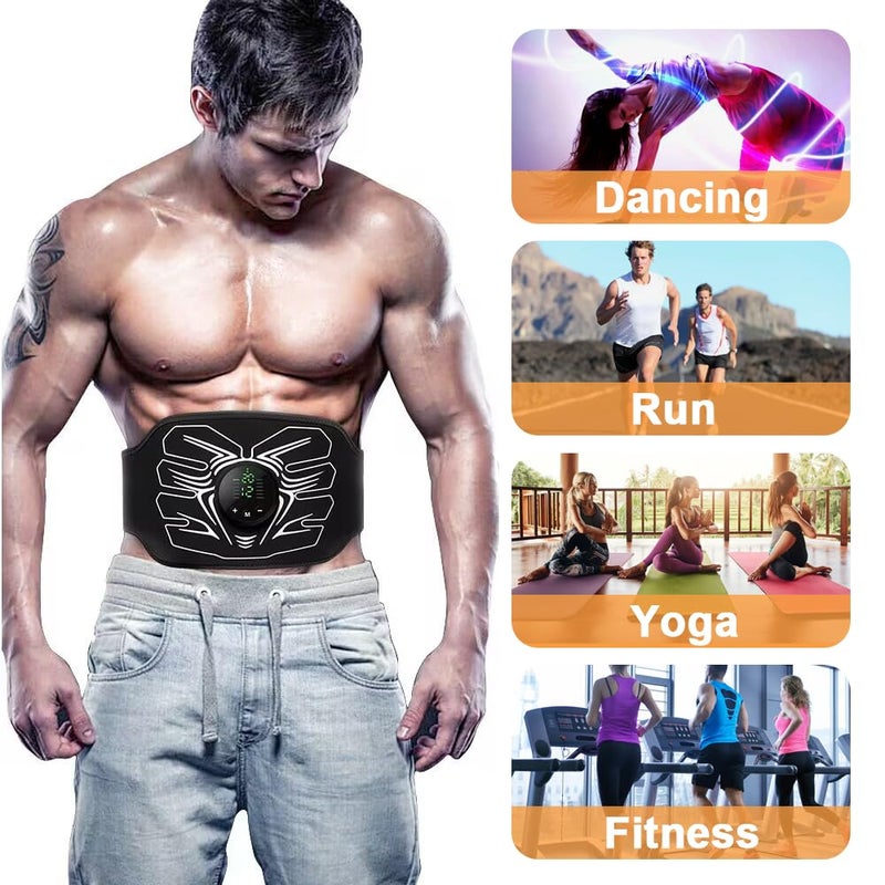 HOERCAAL Abs Stimulator, Portable EMS Abdominal Muscle Toner for Home and Office Fitness, Strength Training - Black - Image 3