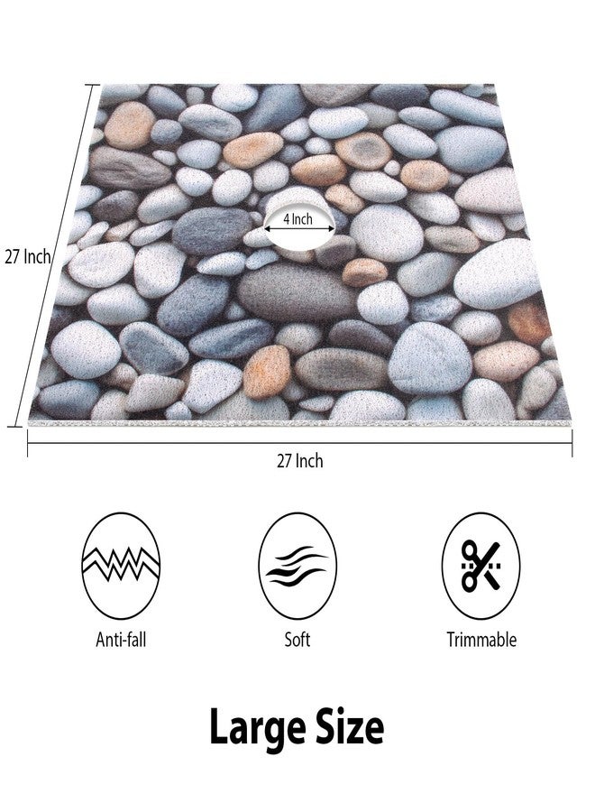 Yonala Square Shower Mat, Yonala 27 x 27 Inch Stylish Non Slip Shower Mats for Inside Shower with Central Drain Hole, Soft Trimmable PVC Loofah Anti Slip Shower Mat for Walk in Shower Stall, Quick Drying - Image 2