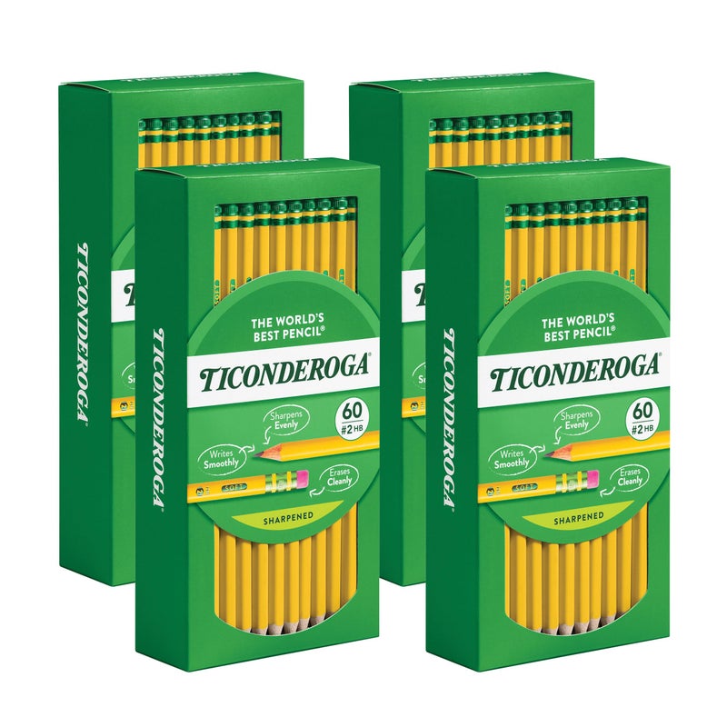 Ticonderoga Wood-Cased Pencils, Pre-Sharpened, 2 HB Soft, Yellow, 240 Count - Image 1