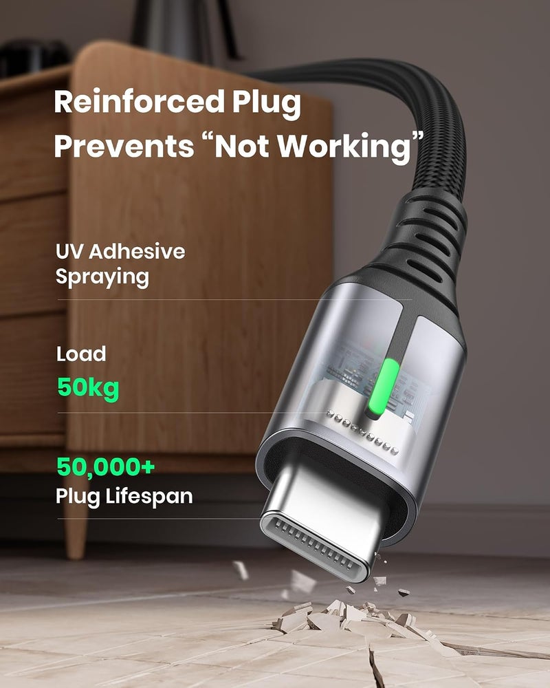 اي ان اي يو كابل شاحن USB‑C من INIU بطول 2 متر، كابل شحن سريع USB‑A إلى Type‑C بقوة تيار 3.1 أمبير، سلك بيانات USB‑C مضفر من سبيكة الزنك يدعم أجهزة iPhone 17 و16 و15 Pro Max، وسامسونج S25 وS24 وS23 Ultra، وهواتف A16، وجوجل بكسل 10 و9 برو وغيرها. - Image 5