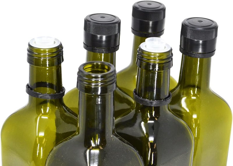 nicebottles 6 x Green Olive Oil Bottles with Lid and Pourer 750ml - Image 2