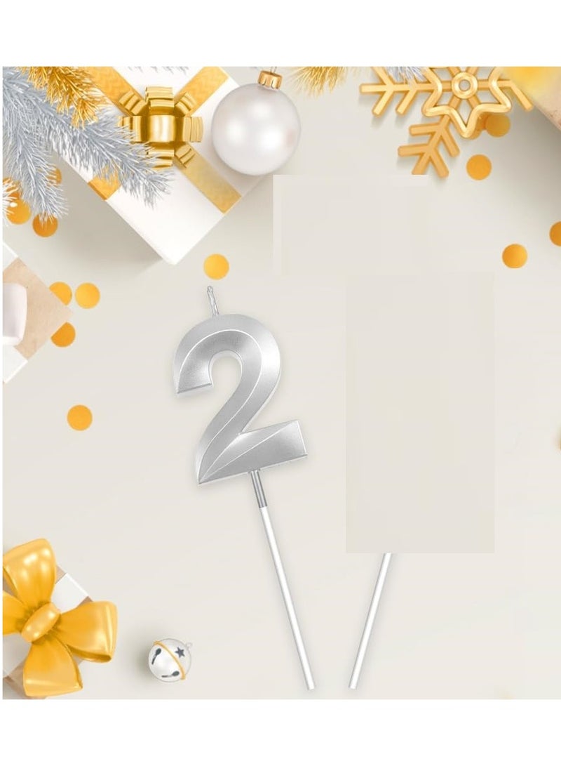 HOME ZONE Silver Number Candles For Happy Birthday Cake and Party Number 2 - Image 4