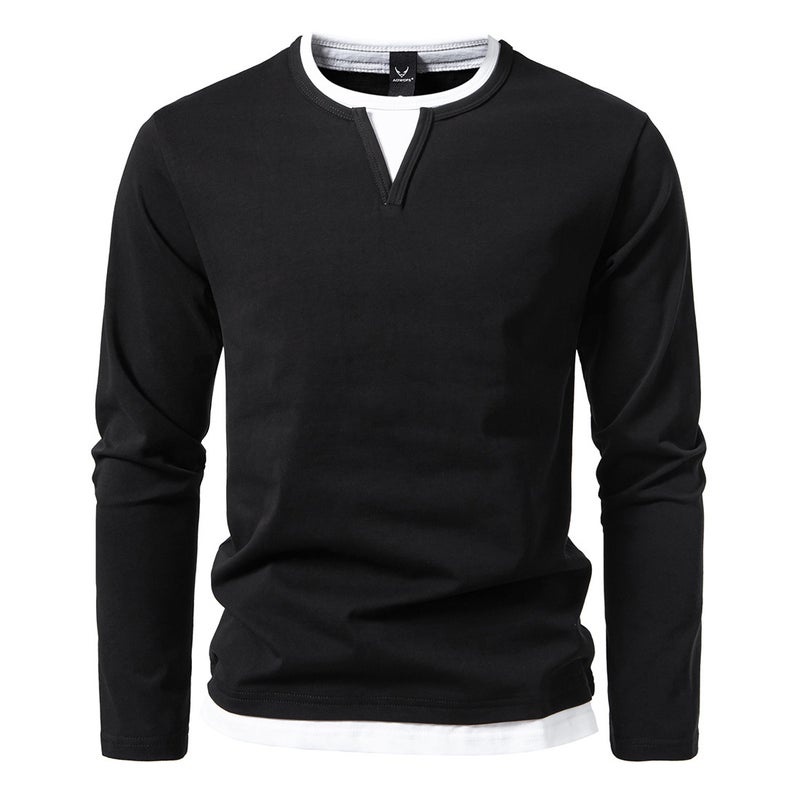 24 Men'S Long Sleeve T-Shirt European Size Double Collar Men'S Base Shirt - Image 3