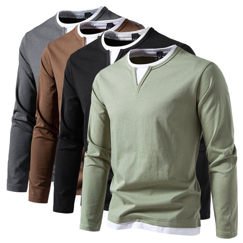 24 Men'S Long Sleeve T-Shirt European Size Double Collar Men'S Base Shirt - Image 2