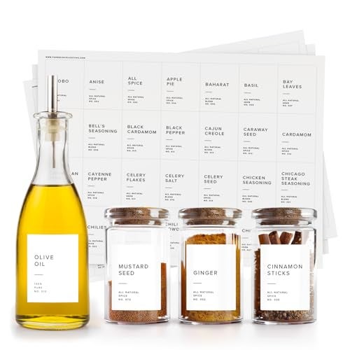 ThreeKin Collective 250 White Spice Labels by ThreeKin | Waterproof & Oil-Resistant Pre-Printed Stickers for Spice Jars | Durable, BPA-Free Seasoning Labels | Easy-Clean, No-Residue Design | Proudly Female & USA Owned - Image 1