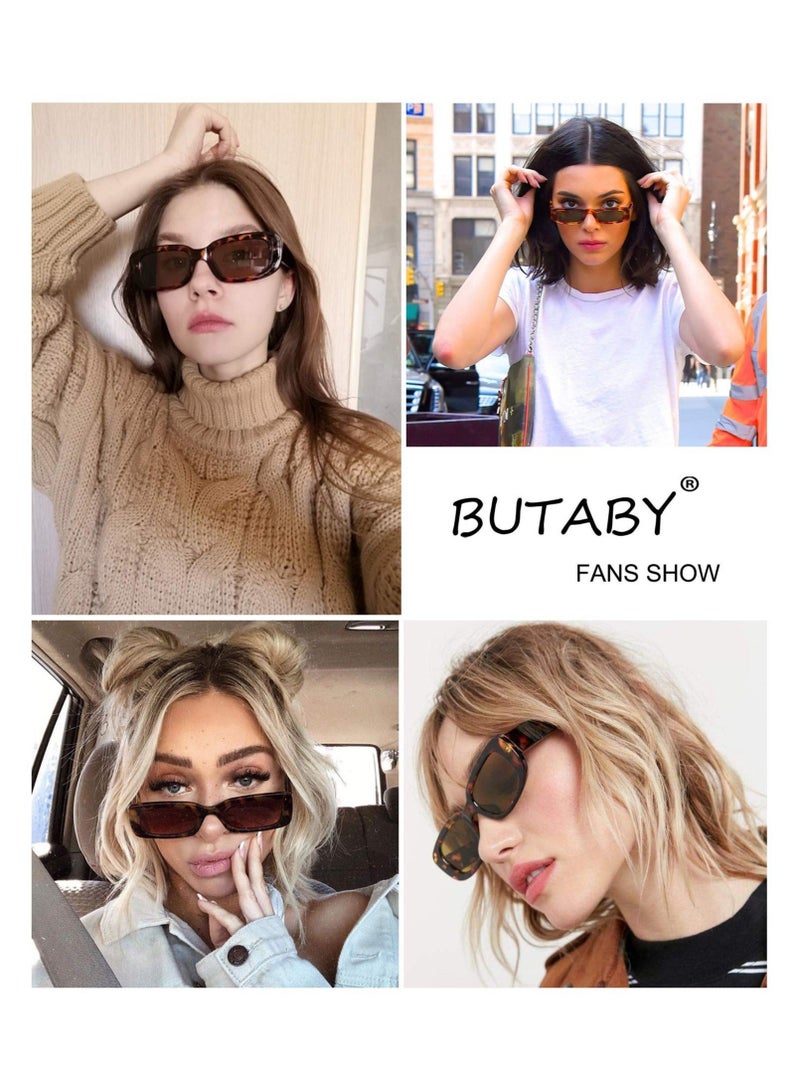 Captaintech Sunglasses, Retro Rectangle Sunglasses Vintage Cool Small Square Sun Glasses UV Protection Glasse, 90S Vintage Fashion Y2K Aesthetic Narrow Square Frame Polarized Chunky Sunglasses for Women and Men - Image 3