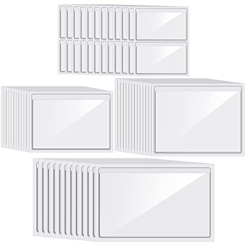 Seewey 60 Pcs Clear Adhesive Pockets 4 Sizes Self Adhesive Index Card Pockets Self Photo Sleeves Business Clear for Planners and Binders - Image 1
