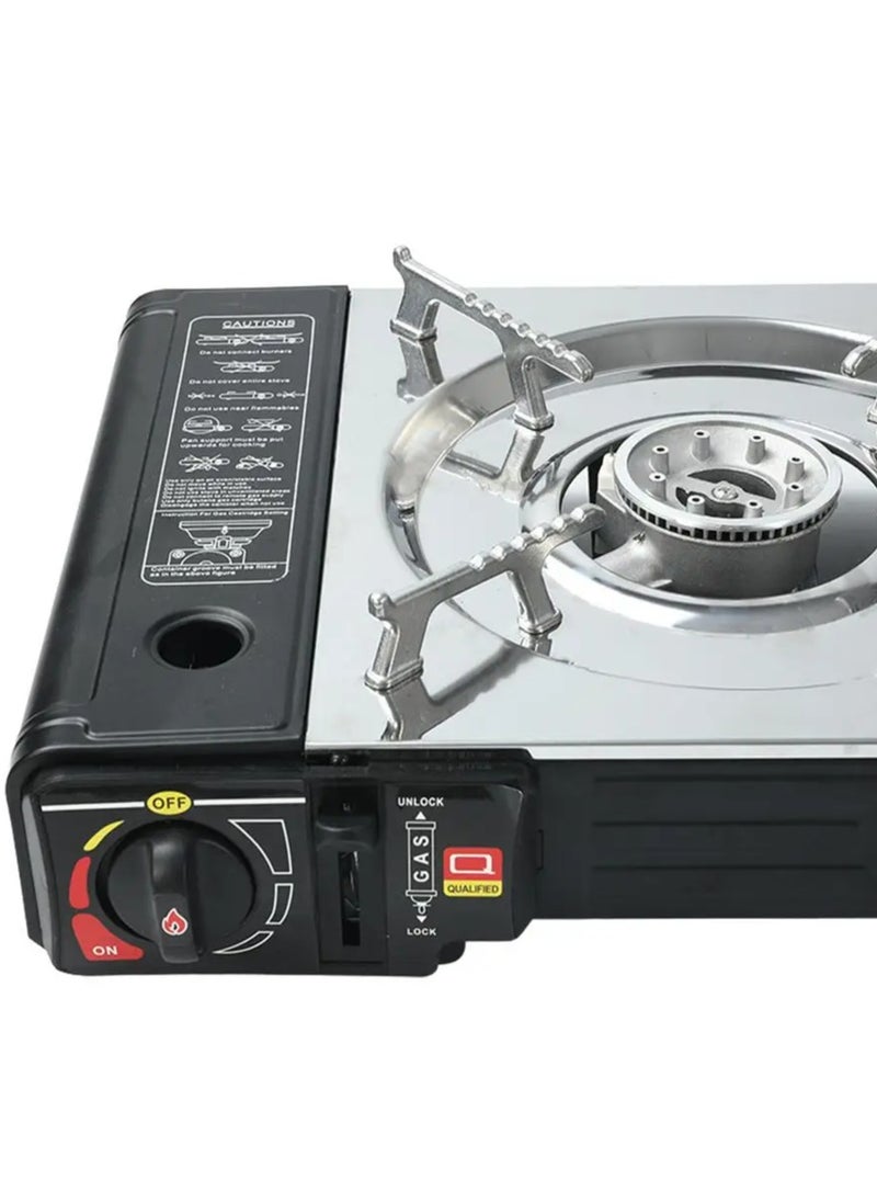 A Portable two-burner Gas Stove For Trips And Camping That Works On A Home Gas Cylinder And Small Gas Cans