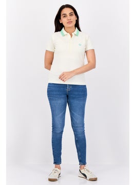 ESPRIT Women Spread Collar Polo Shirt, Cream  - Image 4