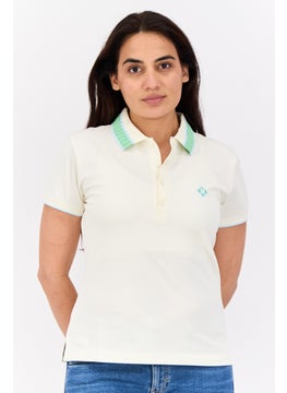 ESPRIT Women Spread Collar Polo Shirt, Cream  - Image 1