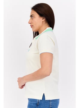 ESPRIT Women Spread Collar Polo Shirt, Cream  - Image 2