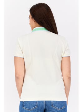 ESPRIT Women Spread Collar Polo Shirt, Cream  - Image 3
