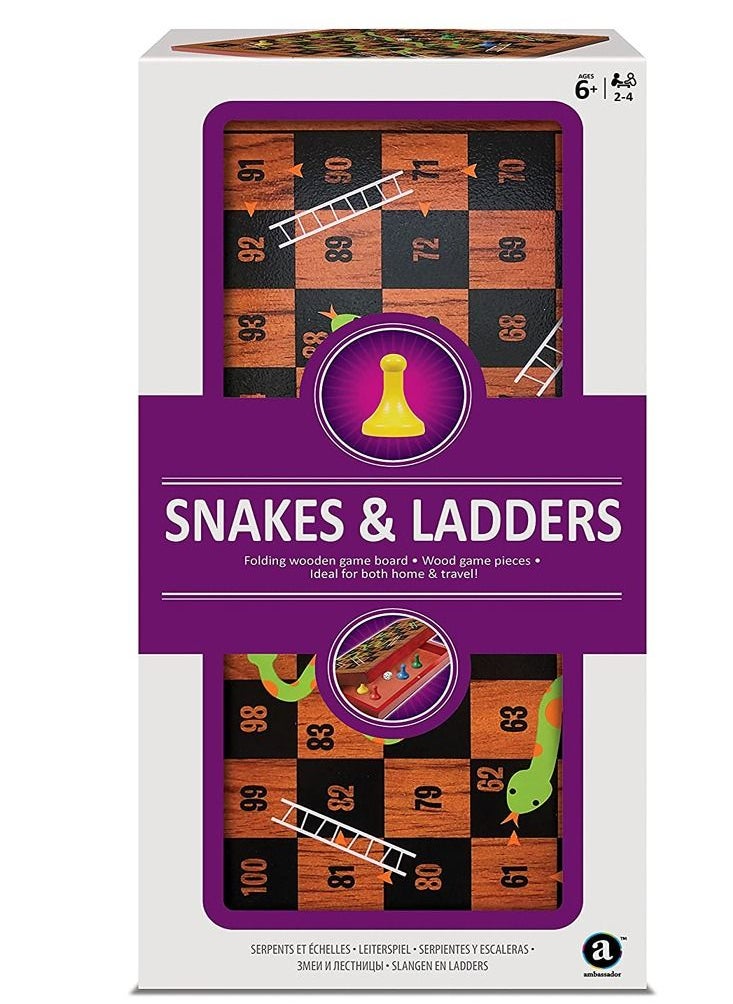 Merchant Ambassador Merchant Ambassador - Folding Wood Snakes & Ladders Set | Board Game | Folding Wood Snakes & Ladders Set | Board Game for Kids| Kids Board Game  - Image 2