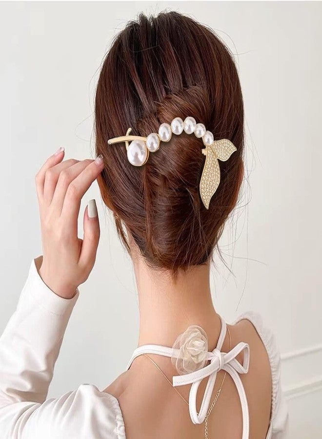 KARDIFF Hair Clips for Women | Stylish Latest Pearl Hair Accessories| Banana Clip, French Style Hair Claw Clips | Twist Hairstyle Bun Jaw Clip Gifts for Women Ladies (Pearl, Pack fo 2 Pc) - Image 1