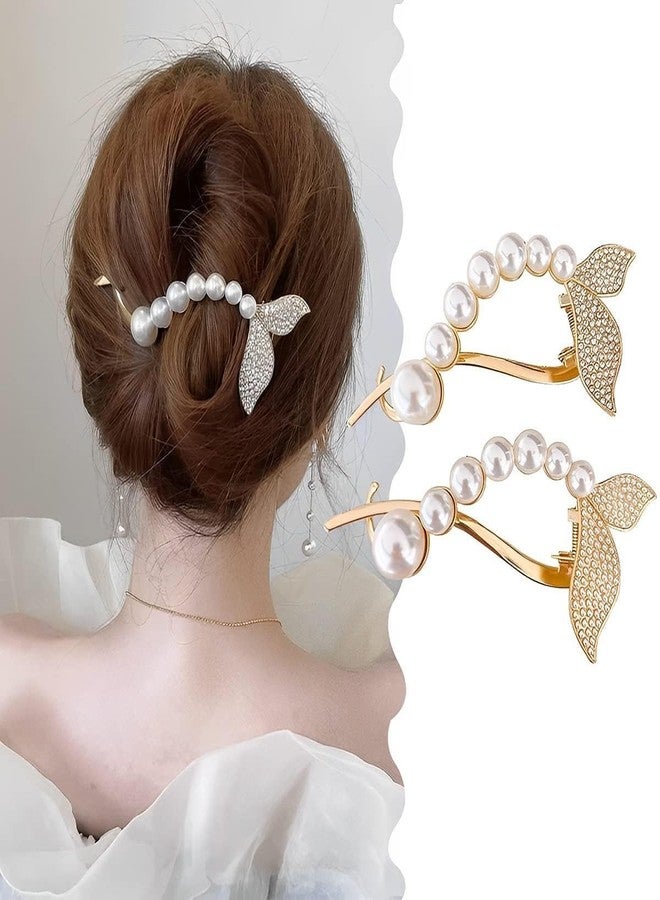 KARDIFF Hair Clips for Women | Stylish Latest Pearl Hair Accessories| Banana Clip, French Style Hair Claw Clips | Twist Hairstyle Bun Jaw Clip Gifts for Women Ladies (Pearl, Pack fo 2 Pc) - Image 3