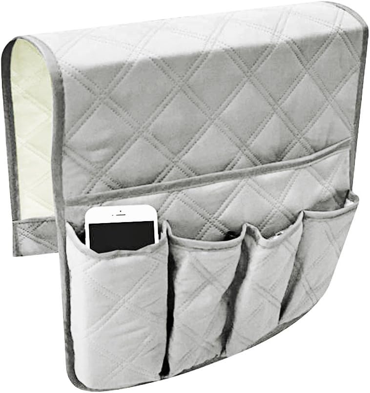 Holiberty Waterproof Armrest Covers Sofa Arm Organizer with 5 Pockets for Tablet Magazines TV Remote Holder, Non-slip Recliner Couch Armchair Slipcover Furniture Sofa Arm Protector Storage Caddy Pouch - Image 1