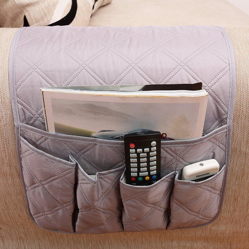 Holiberty Waterproof Armrest Covers Sofa Arm Organizer with 5 Pockets for Tablet Magazines TV Remote Holder, Non-slip Recliner Couch Armchair Slipcover Furniture Sofa Arm Protector Storage Caddy Pouch - Image 2