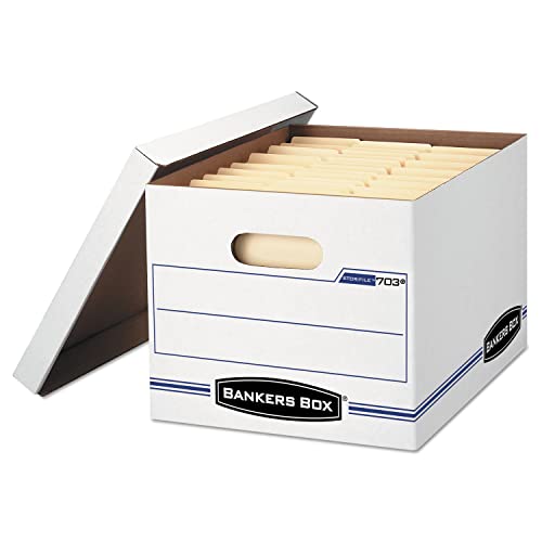 Bankers Box Bankers Box 0070308 STORFILE Storage Box LetterLegal Liftoff Lid WhiteBlue 4Carton