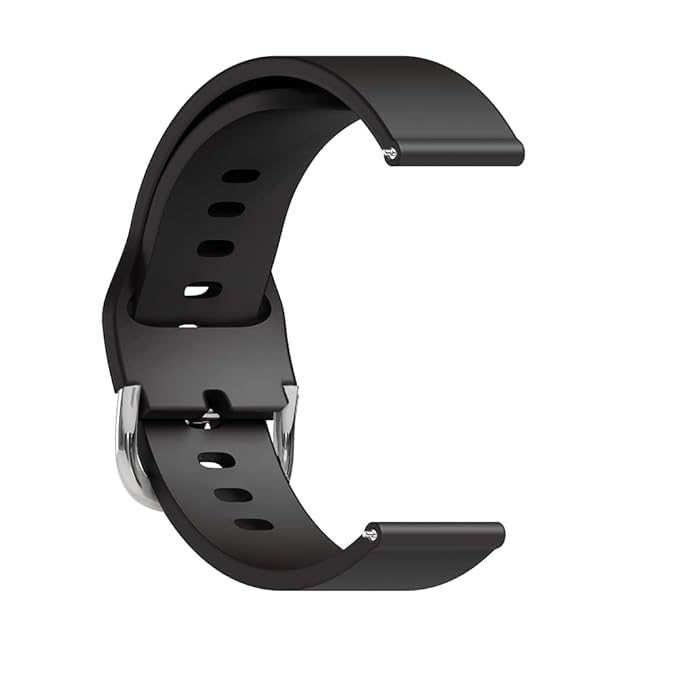 Sounce Silicone 19mm Replacement Band Strap/Belt With Metal Buckle Compatible with Boat, Fire Boltt, Noise, Dizo, Beatxp, Fast-Track, Ptron, Amazfit & All 19mm Smartwatches - Black - Image 1