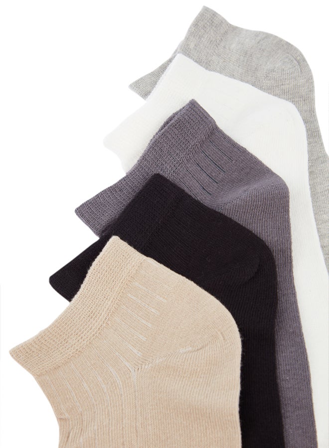 trendyol 5-Pack Multi Color Cotton Striped Textured Booties Socks - Image 3
