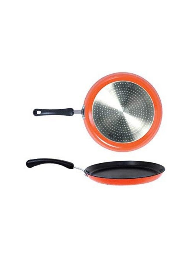 MEYER مقلاة ميسير غير لاصقة من الألمنيوم | مقلاة دوسا بقاعدة تحريض | مقلاة دوسا غير لاصقة مسطحة | مقلاة غير لاصقة كبيرة الحجم | مقلاة دوسا بمقبض واحد، 32 سم/3 مم سمك، برتقالي - Image 2