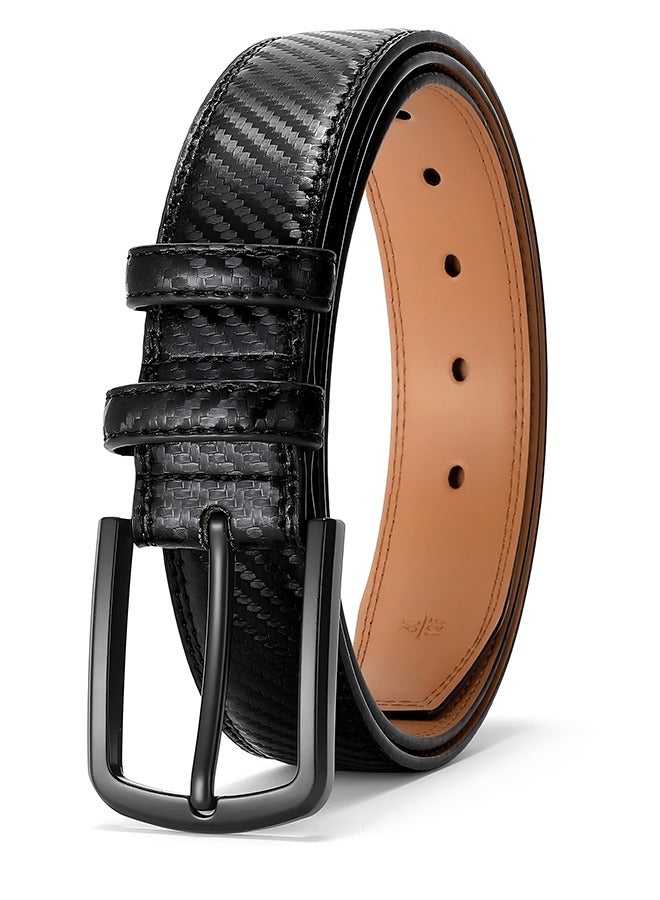 Men's Classic Single Buckle Belt - Fashionable Simple Design All-Match Trouser Belt Men's Casual Pin Buckle Belt Black 3.3CM - Image 1