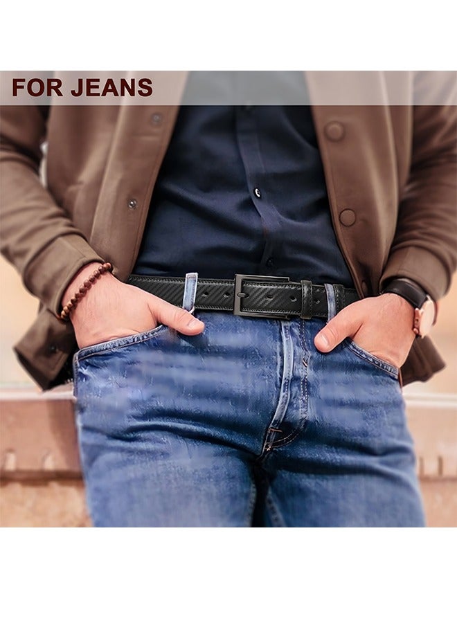 Men's Classic Single Buckle Belt - Fashionable Simple Design All-Match Trouser Belt Men's Casual Pin Buckle Belt Black 3.3CM - Image 2