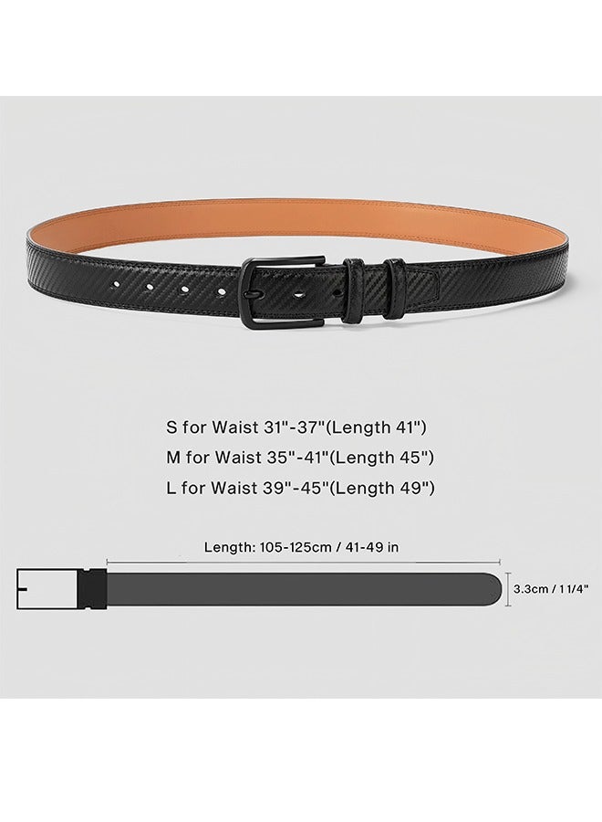 Men's Classic Single Buckle Belt - Fashionable Simple Design All-Match Trouser Belt Men's Casual Pin Buckle Belt Black 3.3CM - Image 5