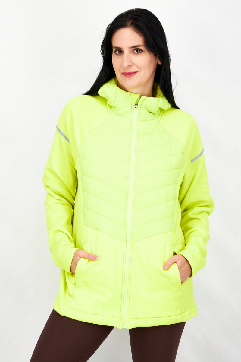 Tchibo Women Textured Long Sleeve Thermal Puffer Jacket, Neon Yellow - Image 1