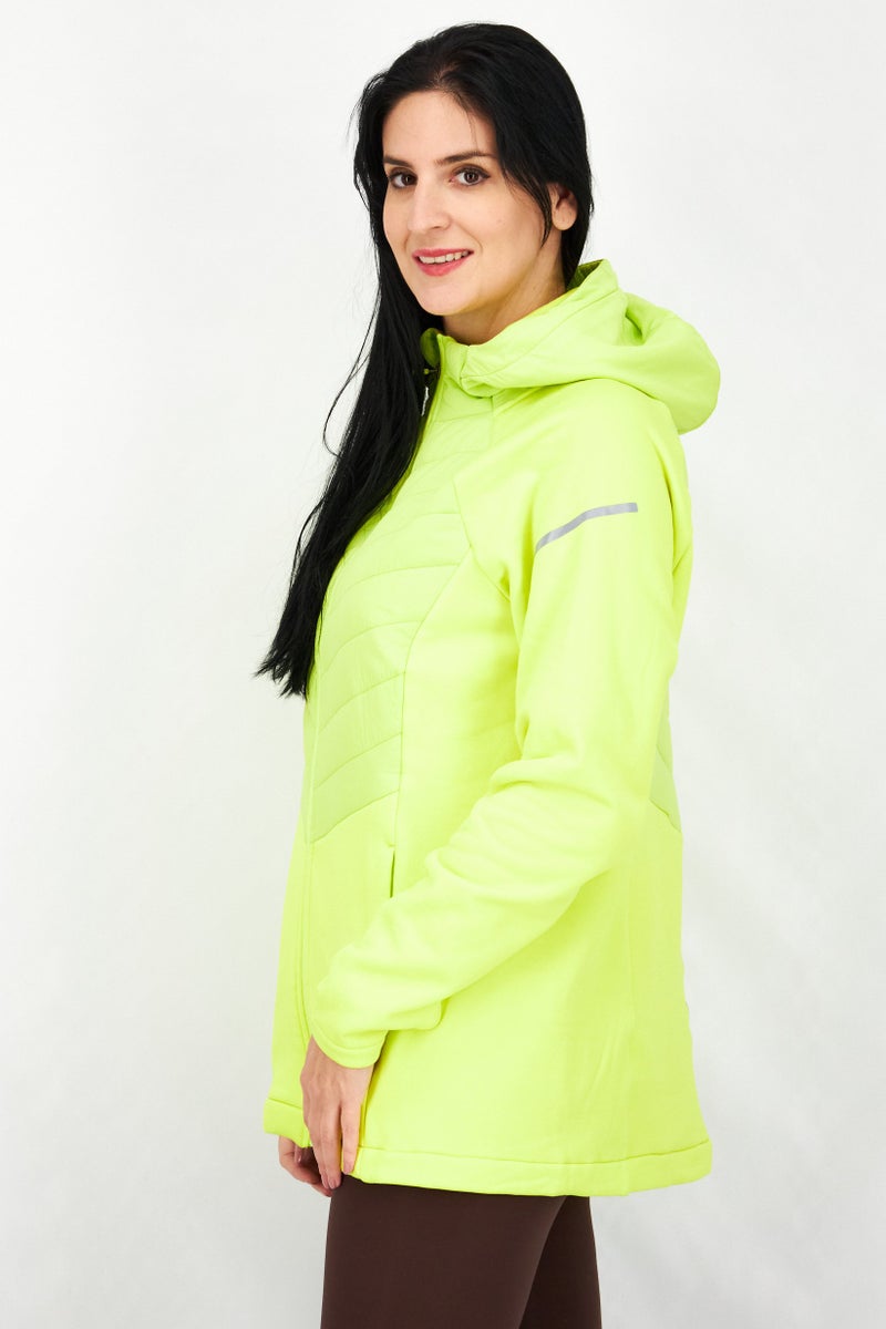 Tchibo Women Textured Long Sleeve Thermal Puffer Jacket, Neon Yellow - Image 3