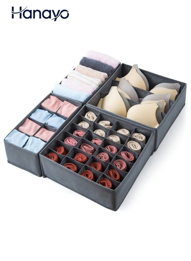 Hanayo 4 قطع صندوق تخزين درج منظم ملابس داخلية فواصل قابل للطي منظم درج الملابس الداخلية والصدرية منظم الملابس القابلة للطي وفواصل وصناديق تخزين للملابس الداخلية والصدرية والجوارب والرباطات - Image 1